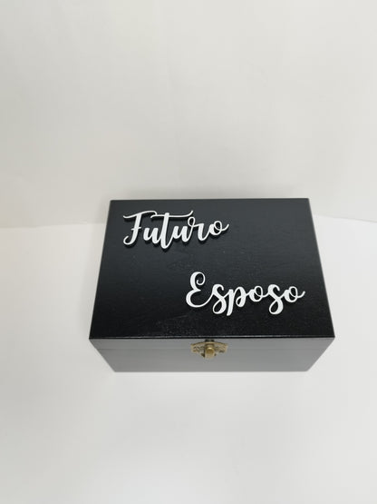 CAJA NEGRA PARA RELOJ DE COMPROMISO  PERSONALIZADA