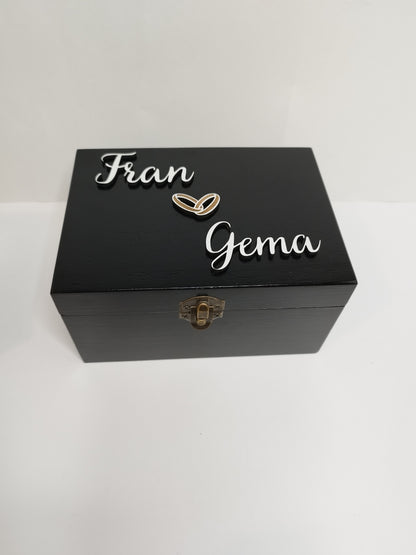 CAJA NEGRA PARA RELOJ DE COMPROMISO  PERSONALIZADA