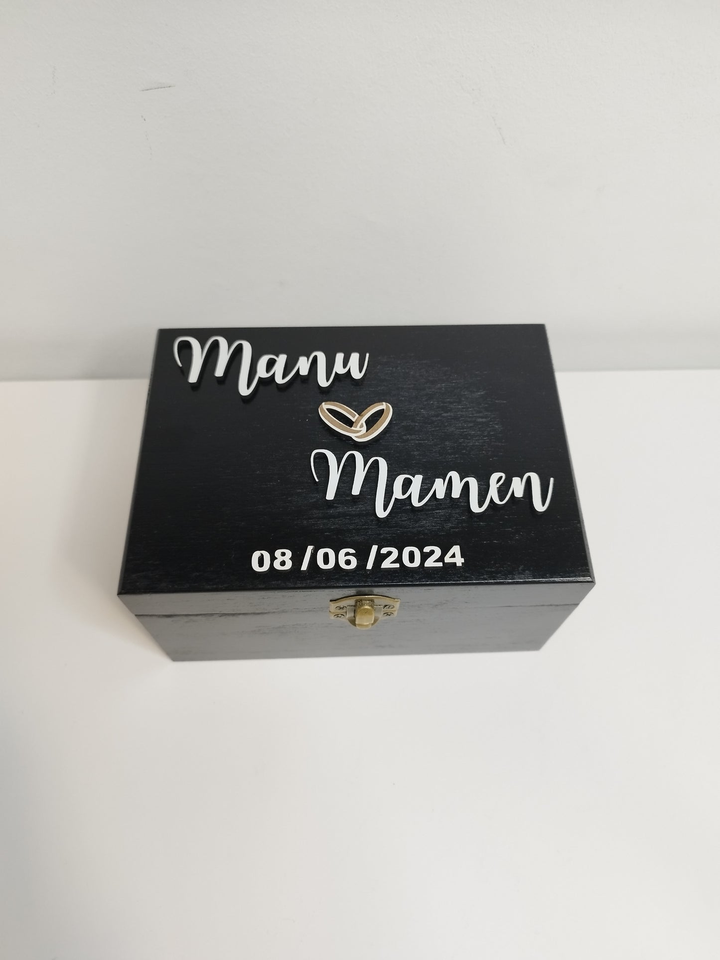 CAJA NEGRA PARA RELOJ DE COMPROMISO  PERSONALIZADA