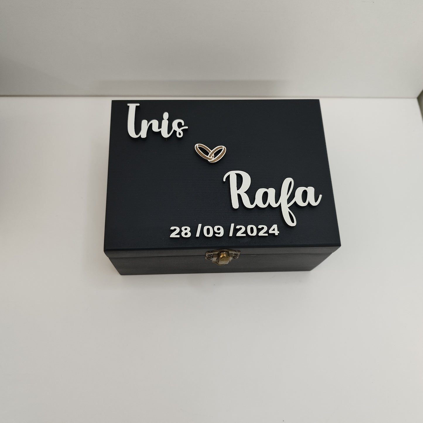 CAJA NEGRA PARA RELOJ DE COMPROMISO  PERSONALIZADA