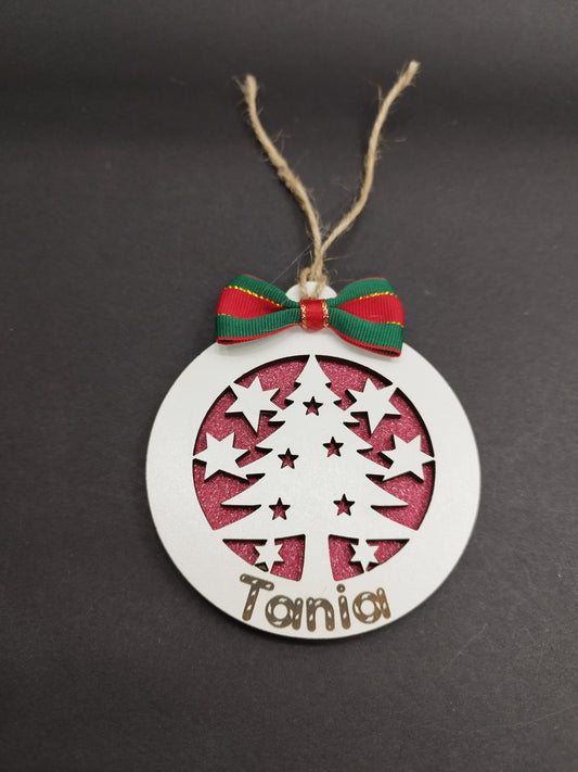 BOLA DE NAVIDAD ÁRBOL Y ESTRELLAS PERSONALIZADA